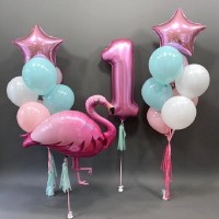 Шары на 1 годик «Фламинго»